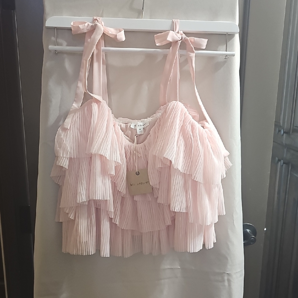 Blu Pepper Pink Ruffle Blouse